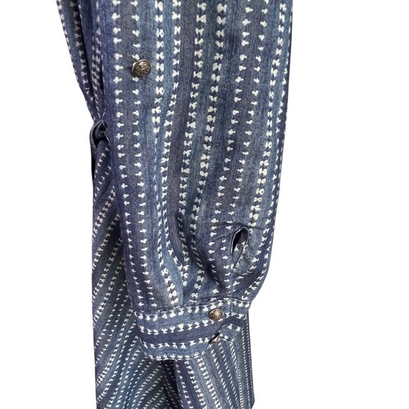 Ashley Stewart Asymetric  Modest Longsleeve Button Up Dress Plus Size 18 u Blue - Picture 4 of 10